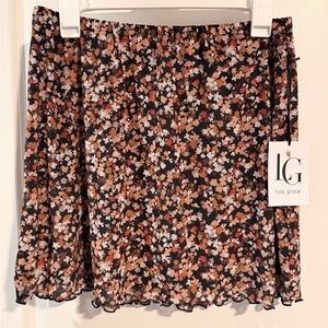 Lola Grace Floral Mini Skirt - Black and Pink